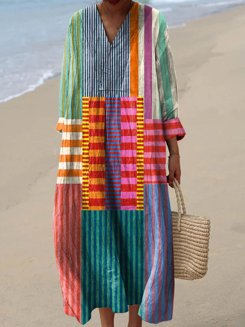 Yaretzi™ | Vestido fluido con patchwork artístico
