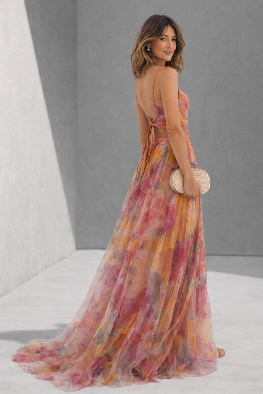 Aurora | Vestido largo con estampado floral encantador