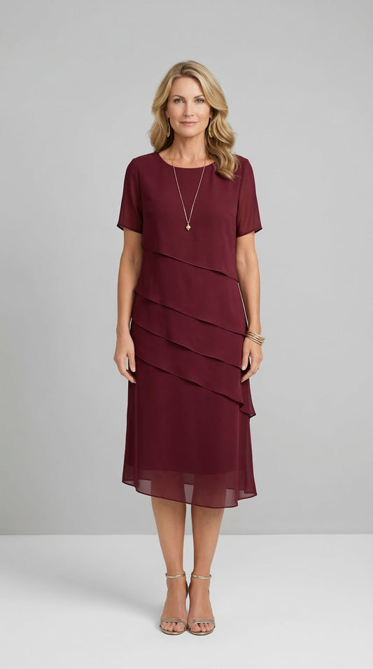 Raquel™ | Vestido con capas fluidas y manga corta