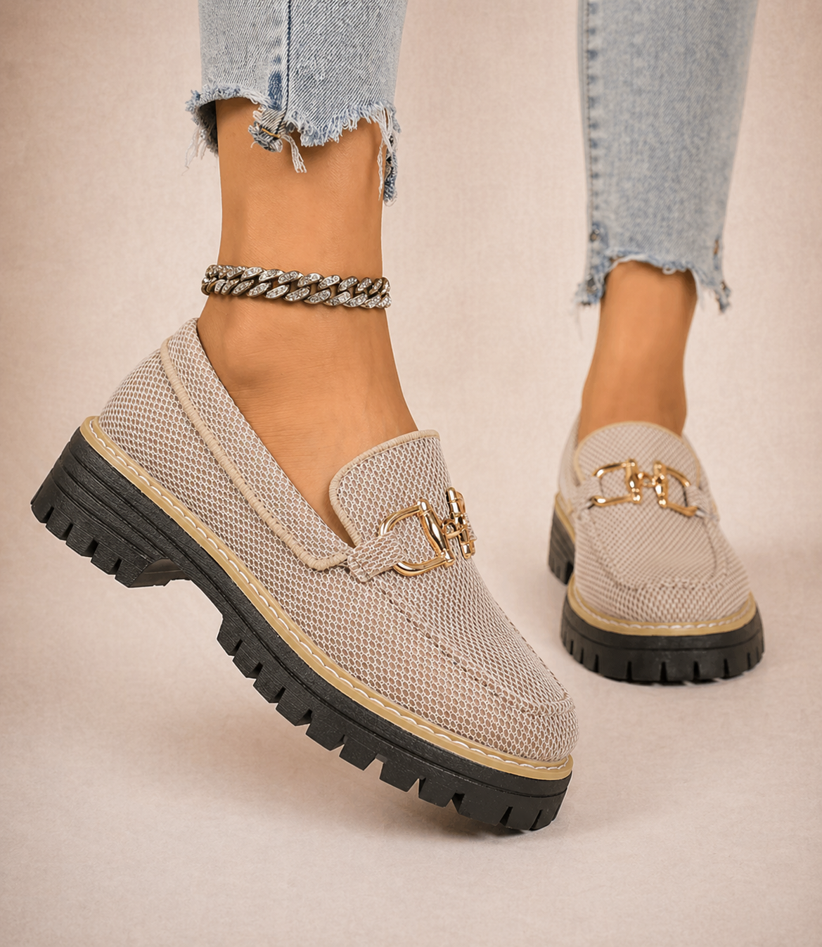 Valeria | Mocasines de malla transpirable con suela gruesa