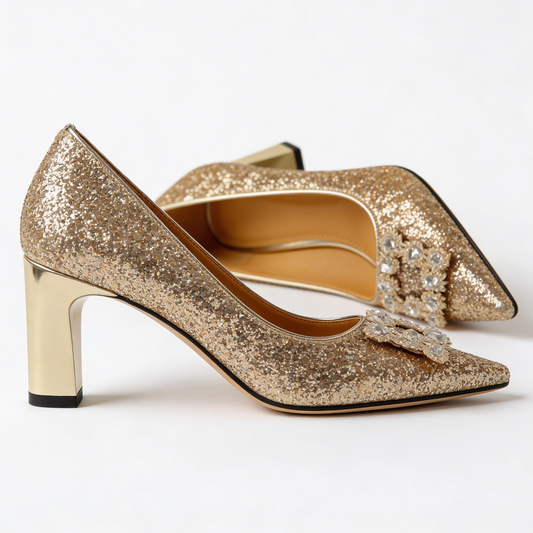 Magdalena | Zapatos de salón ortopédicos con brocado