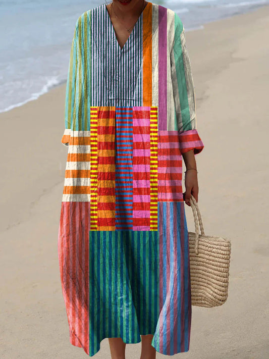 Yaretzi™ | Vestido fluido con patchwork artístico