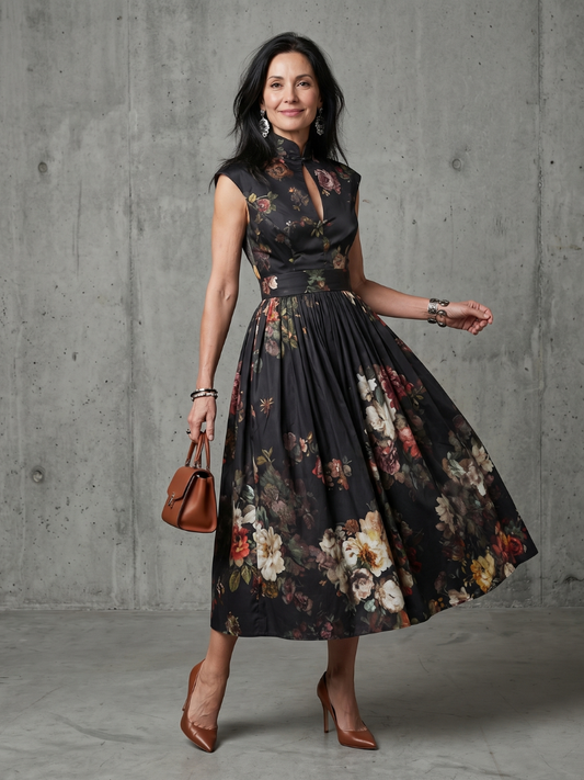 Mónica | Vestido midi plisado floral
