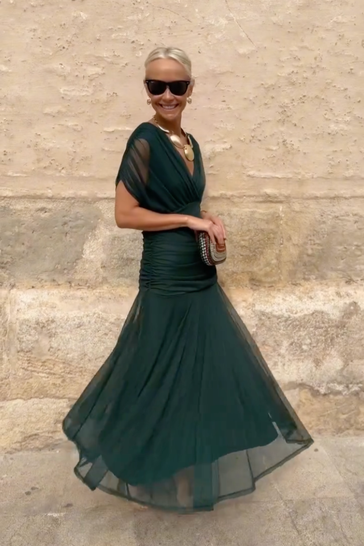 ANA | VESTIDO MAXI PLEAT ELEGANTE
