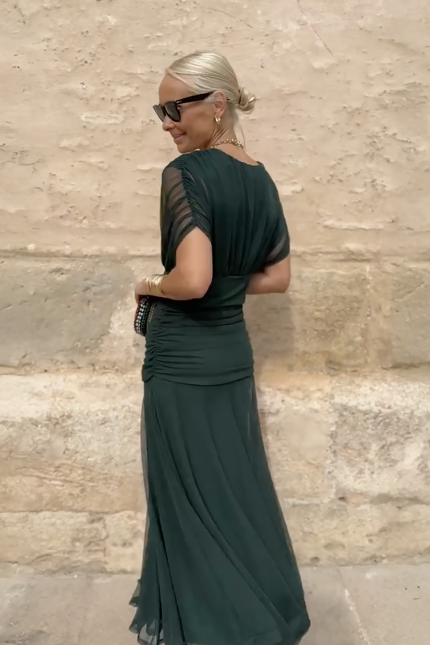 ANA | VESTIDO MAXI PLEAT ELEGANTE