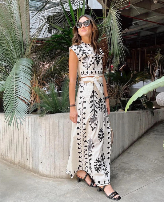 Camilla - Conjunto estampado Top y Falda