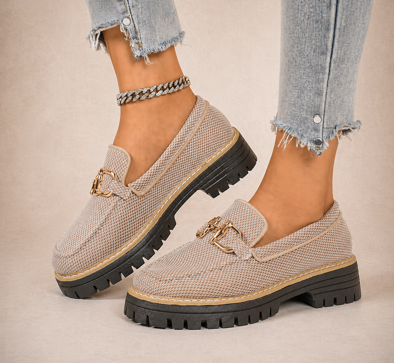 Valeria | Mocasines de malla transpirable con suela gruesa