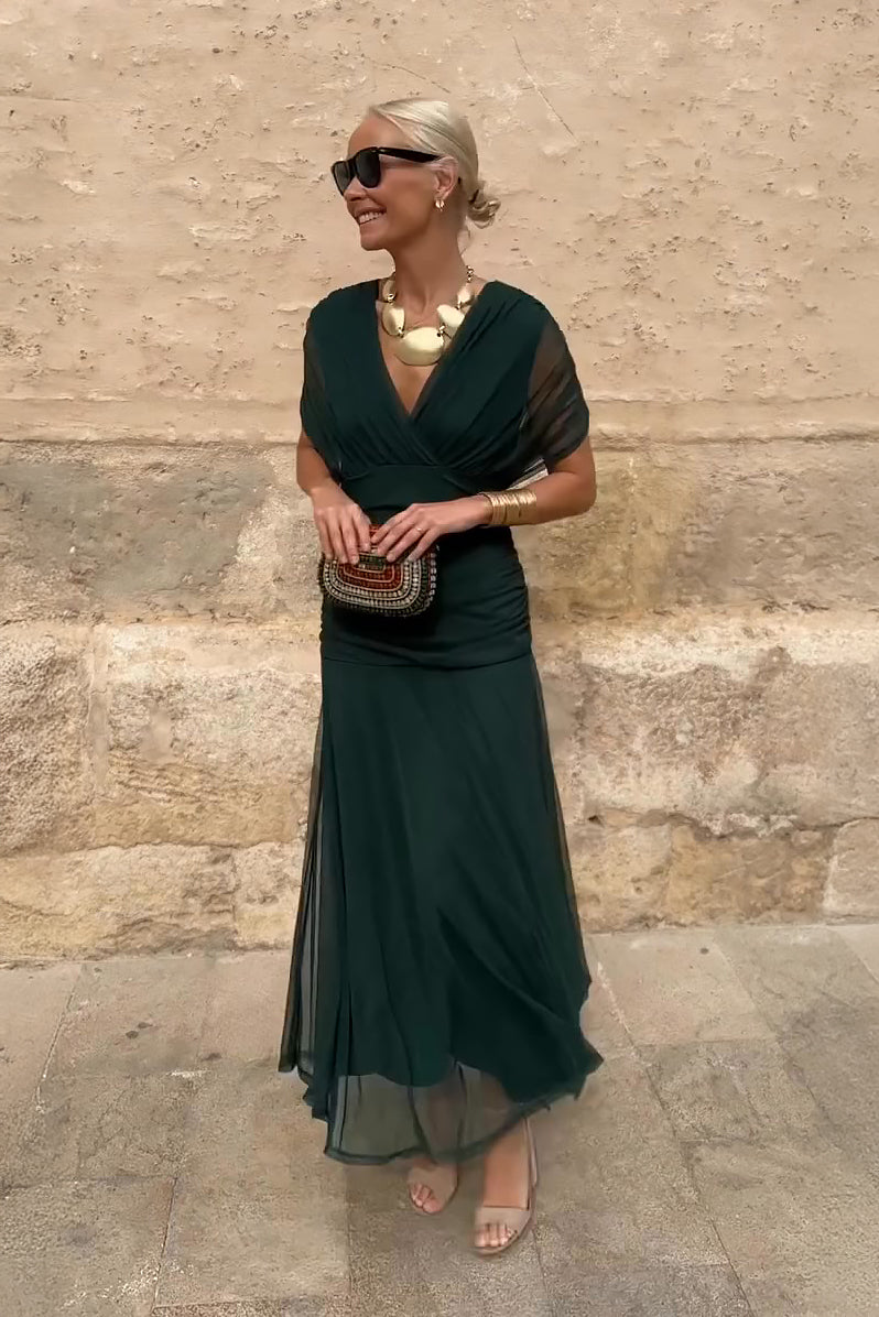 ANA | VESTIDO MAXI PLEAT ELEGANTE
