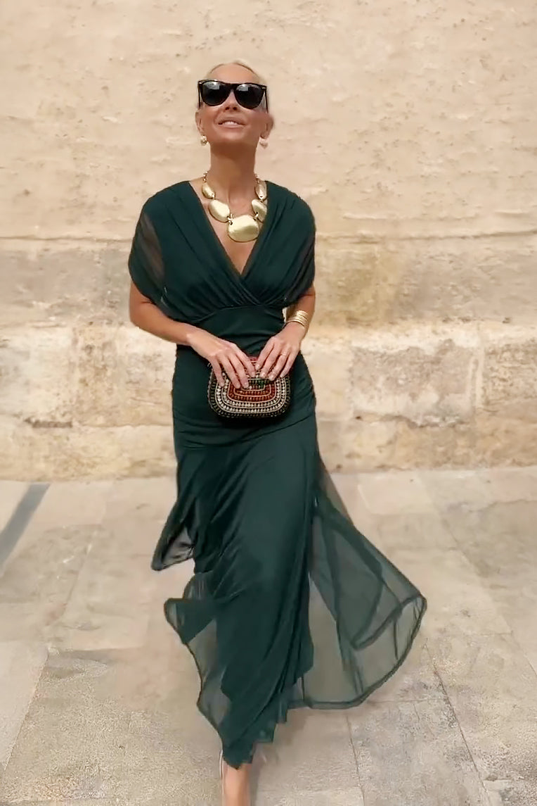 ANA | VESTIDO MAXI PLEAT ELEGANTE