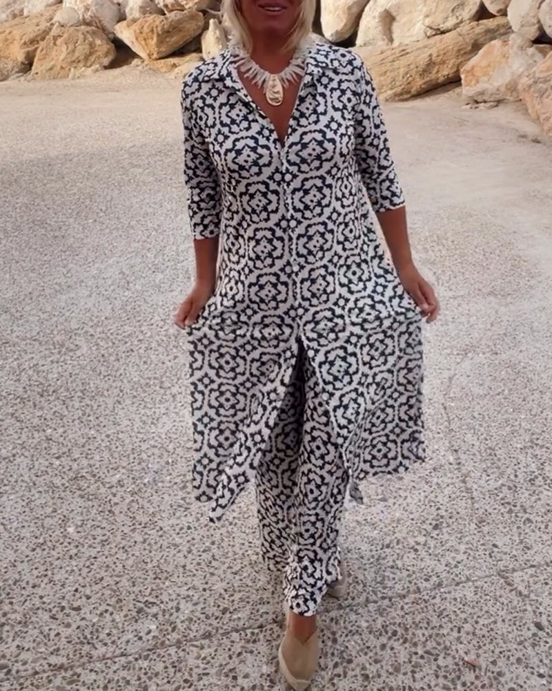 Amalia™ | Conjunto de botones de solapa de dos piezas con estampado vintage