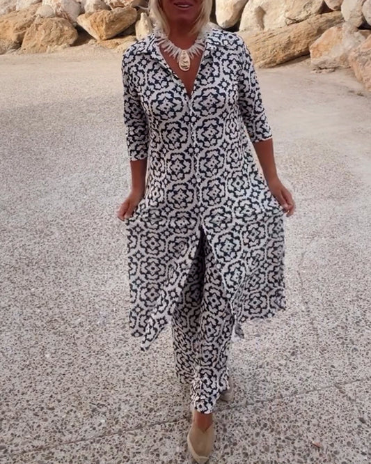 Amalia™ | Conjunto de botones de solapa de dos piezas con estampado vintage