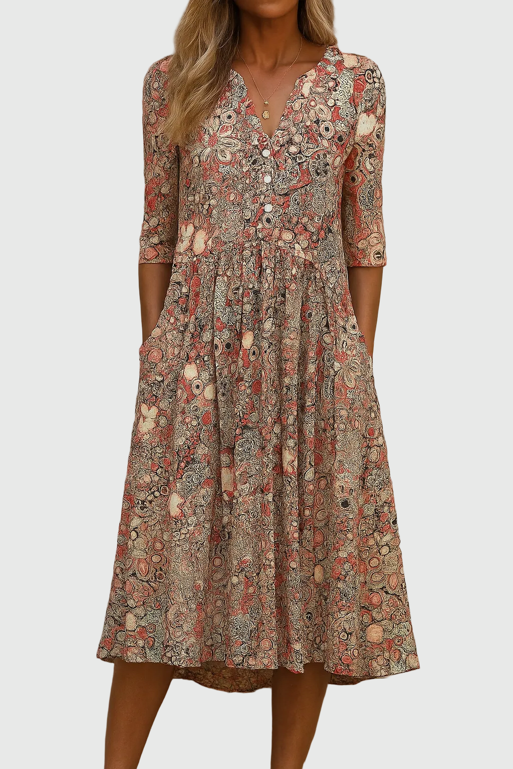 Rosa | Vestido midi elegante con escote en V