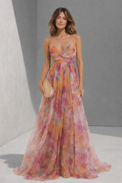 Aurora | Vestido largo con estampado floral encantador