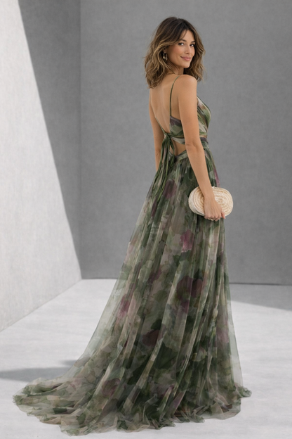 Aurora | Vestido largo con estampado floral encantador