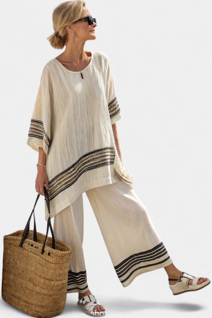 Mirthe | Conjunto aireado de dos piezas con rayas y corte oversize