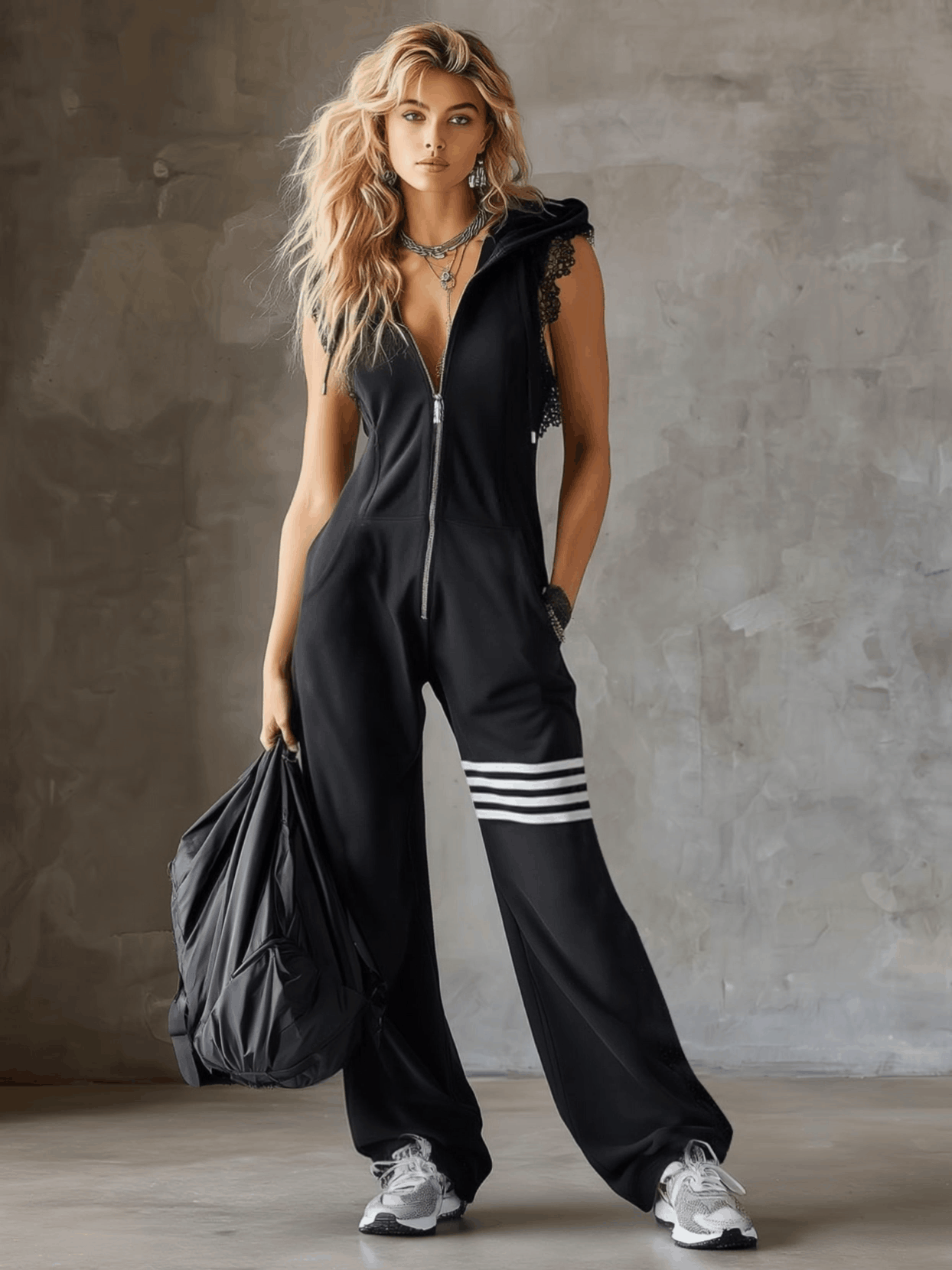 Daniela | Mono deportivo retro con capucha y rayas para Mujer