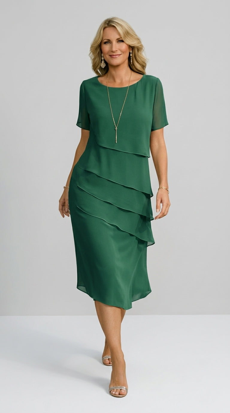 Raquel™ | Vestido con capas fluidas y manga corta