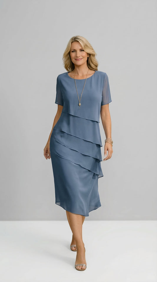 Raquel™ | Vestido con capas fluidas y manga corta