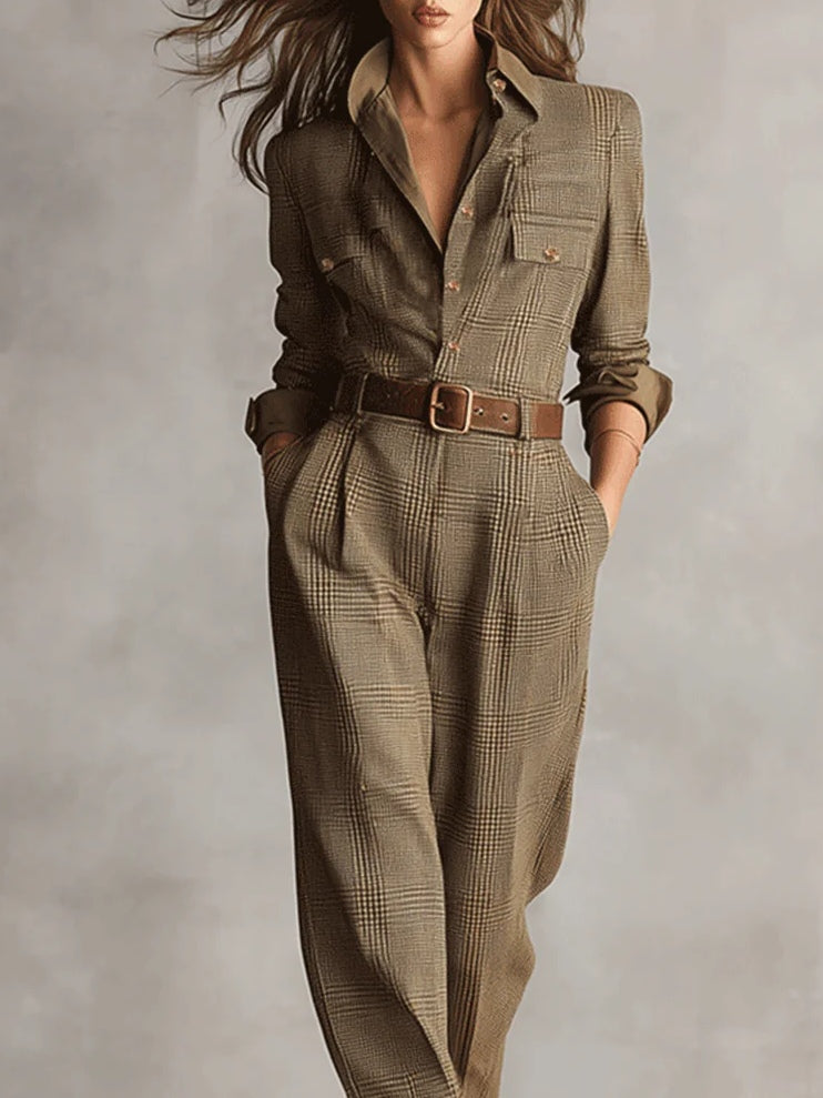 Zoë | Mono utilitario de cuadros con textura de tweed refinado