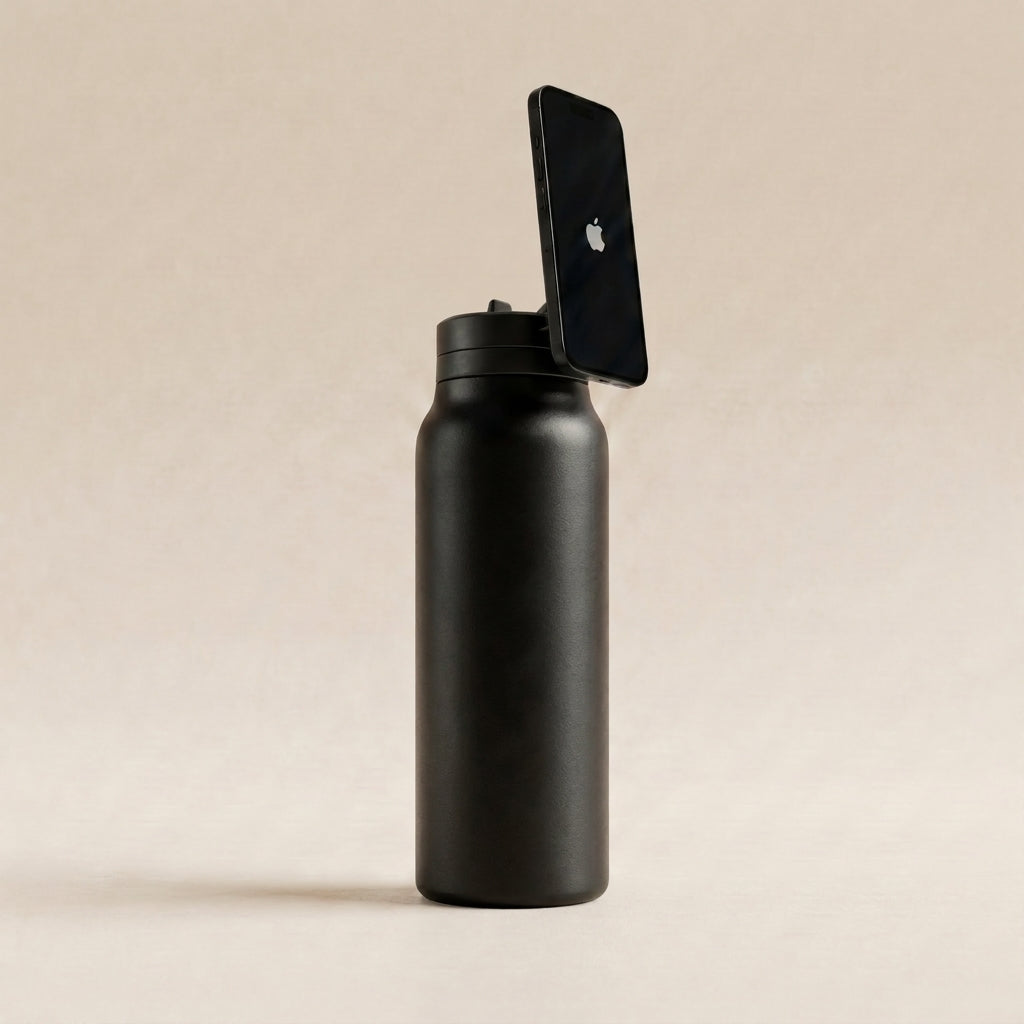 HidroFlow™ | Termo premium con soporte magnético para celular.
