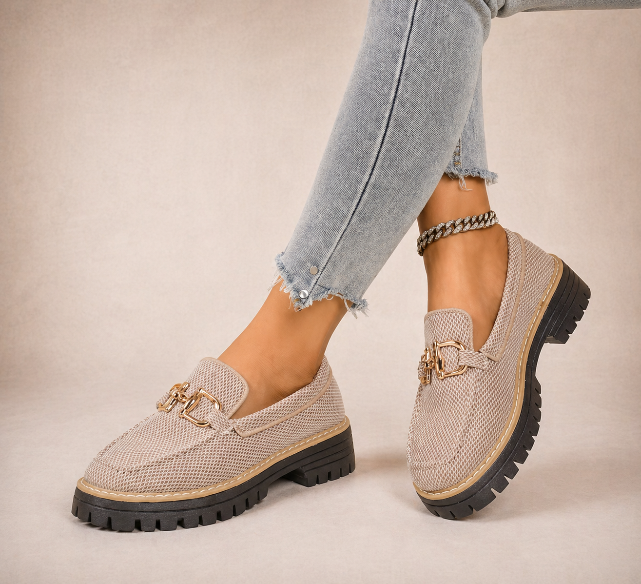 Valeria | Mocasines de malla transpirable con suela gruesa