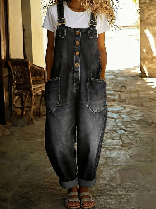 Rocio - Mono vaquero casual con hebilla ajustable para Mujer