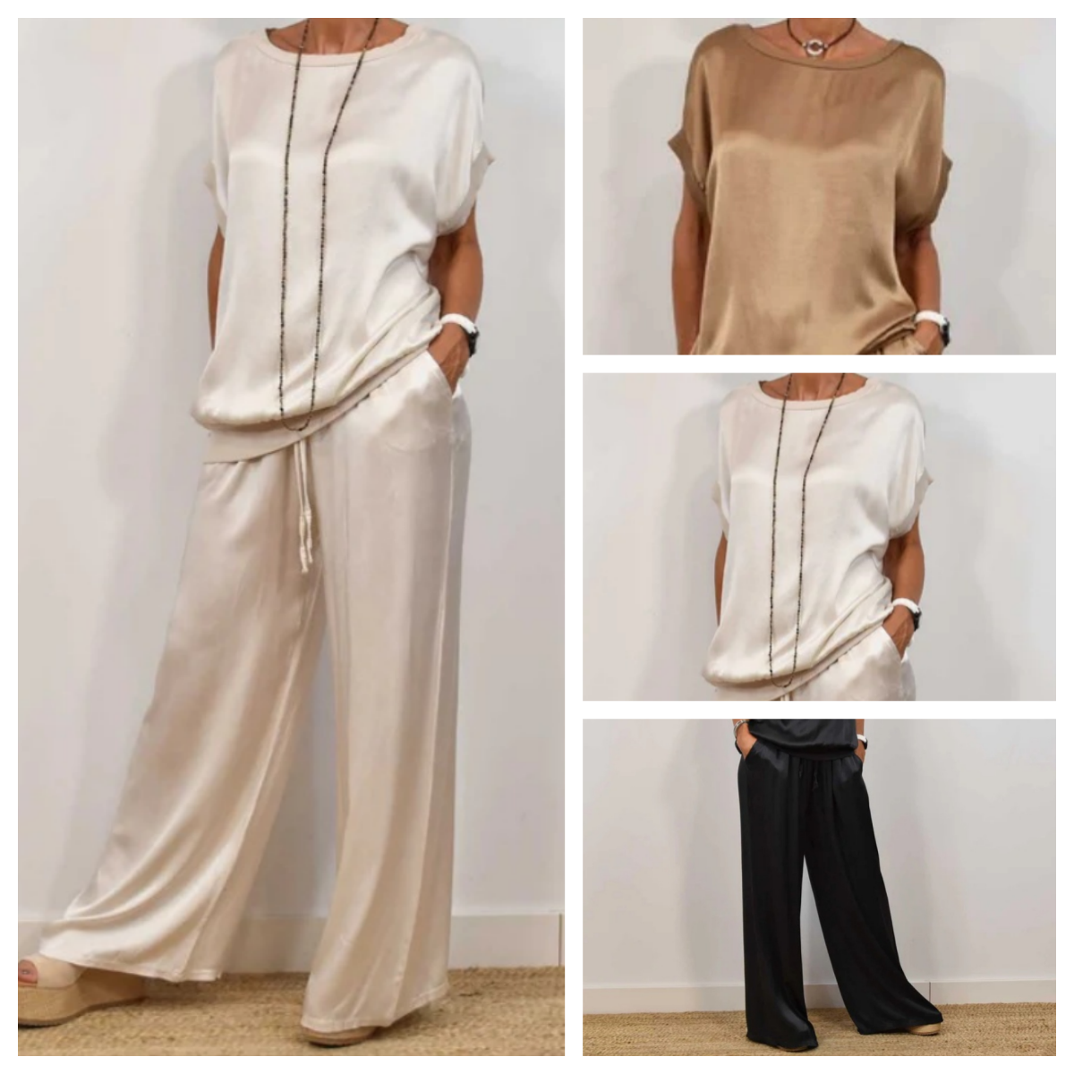 Emily - Elegante conjunto de satén de dos piezas