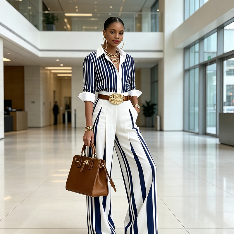 Andrea | Conjunto con rayas verticales